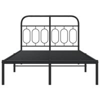 Bedframe met hoofdbord metaal zwart 120x190 cm - thumbnail