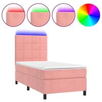 Boxspring met matras en LED fluweel roze 90x190 cm - thumbnail