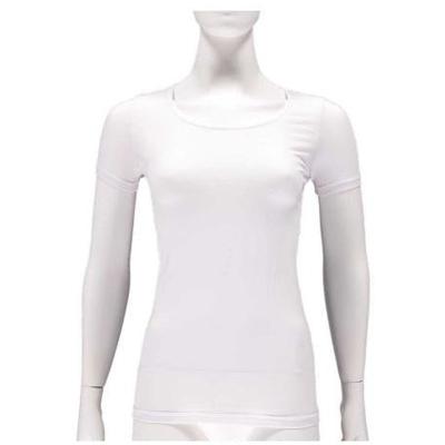 2-pack dames T-shirts bamboe - Zachte ondershirts korte mouw - Diepe Ronde hals - S - Wit