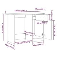 Bureau 100x50x76 cm bewerkt hout oud houtkleurig - thumbnail