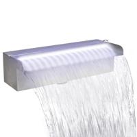 VidaXL Zwembadwaterval met led's rechthoekig 30 cm roestvrij staal - thumbnail