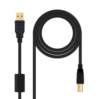NanoCable 10.01.1205 USB 2.0 kabel voor printers met ferriet type A/M-B/M, stekker op stekker, zwart, 5 m