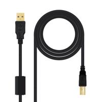 NanoCable 10.01.1205 USB 2.0 kabel voor printers met ferriet type A/M-B/M, stekker op stekker, zwart, 5 m - thumbnail