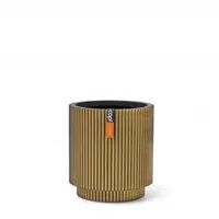 Capi Bloempot Cilinder Groove Goud-Zwart Ø23cm - thumbnail