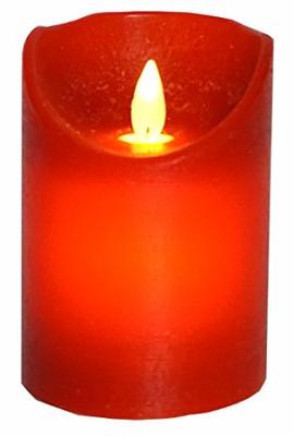 Anna&apos;s Collection LED kaars flame effect rustiek 7.5x12.5cm rood 1 stuks - thumbnail