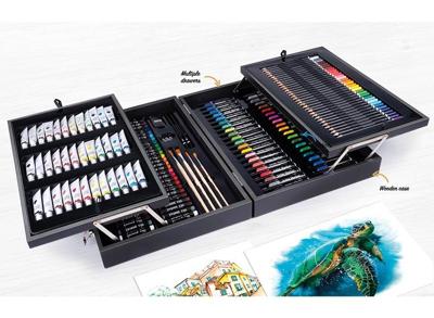 Artico 174-Delige Tekendoos/Schilderset - Aquarel, Acryl- en Olieverf, Krijt, Stiften, Kleurpotloden Artico 174-Delige Tekendoos/Schilderset - Aquarel, Acryl- en Olieverf, Krijt, Stiften, Kleurpotloden