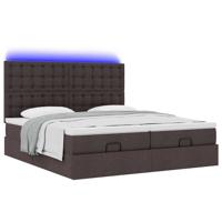 Ottoman bed met matrassen en LED's 200x200cm stof donkerbruin - thumbnail