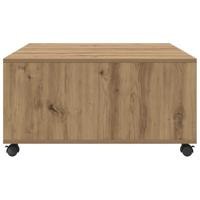 Salontafel artisanaal eikenkleurig 75 x 75 x 38 cm Bewerkt hout - thumbnail