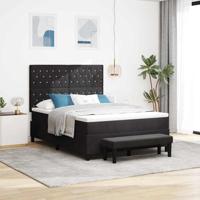 Boxspring bed met matras Zwart 140 x 200 cm Fluweel - thumbnail