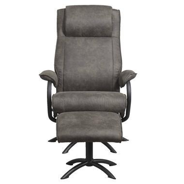 Relaxfauteuil Vincent incl. hocker - Stof Preston - antraciet - Leen Bakker