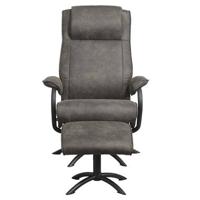 Relaxfauteuil Vincent incl. hocker - Stof Preston - antraciet - Leen Bakker - thumbnail