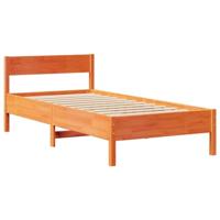 Bedframe zonder matras massief grenenhout wasbruin 75x190 cm - thumbnail