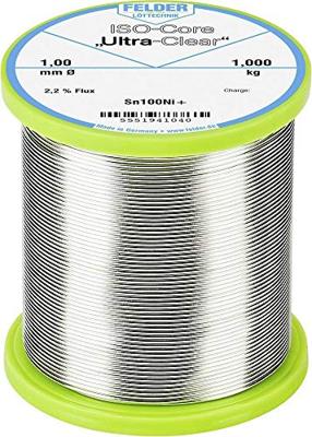 Felder ISO-Core Ultra-Clear Sn100Ni+ Soldeertin, loodvrij Spoel Sn99,25Cu0,7Ni0,05 1.000 kg 1 mm Felder ISO-Core Ultra-Clear Sn100Ni+ Soldeertin, loodvrij Spoel Sn99,25Cu0,7Ni0,05 1.000 kg 1 mm