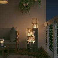 Kaarsenhouders 3 st wicker grijs - thumbnail