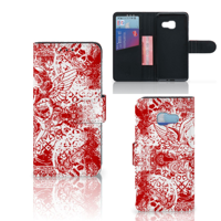 Telefoonhoesje met Naam Samsung Galaxy A3 2017 Angel Skull Rood - thumbnail