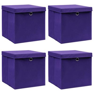 Opbergboxen met deksel 4 st 28x28x28 cm paars Opbergboxen met deksel 4 st 28x28x28 cm paars
