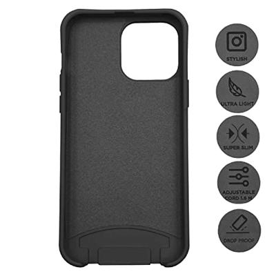 Høyde - iPhone 13 Mini - Telefoonhoes met koord - Zwart