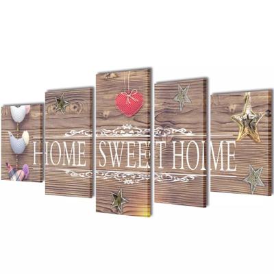 VidaXL Canvas muurdruk print set home sweet home 100 x 50 cm