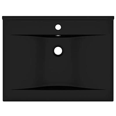 VidaXL Wastafel met kraangat 60x46 cm keramiek matzwart