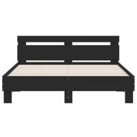 Bedframe met hoofdeinde bewerkt hout zwart 150x200 cm - thumbnail
