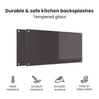 VidaXL Keuken spatscherm 2 pcs donkergrijs 100 x 50 cm gehard glas - thumbnail