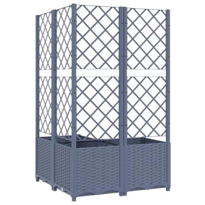 VidaXL Plantenbak met latwerk 80x80x136 cm polypropeen blauwgrijs