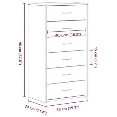 Dressoir met 6 lades 50x34x96 cm spaanplaat zwart eikenkleurig