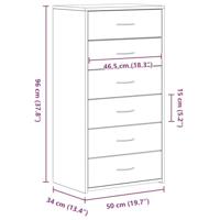 Dressoir met 6 lades 50x34x96 cm spaanplaat zwart eikenkleurig - thumbnail