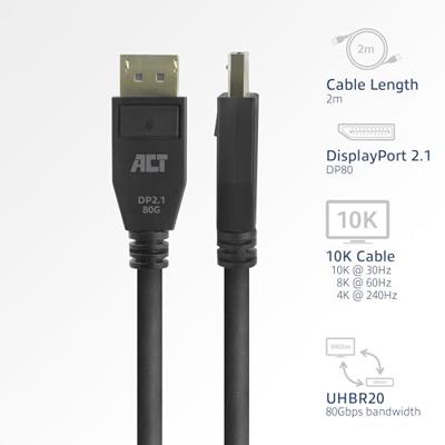 ACT 10K Displayport kabel M/M 2m