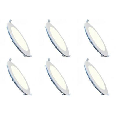 LED Downlight Slim 6 Pack - Inbouw Rond 3W - Natuurlijk Wit 4200K - Mat Wit Aluminium - Ø83mm