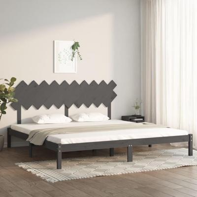 Bedframe massief hout grijs 200x200 cm Bedframe massief hout grijs 200x200 cm