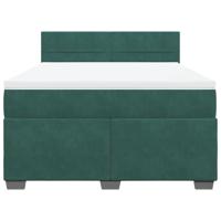 Boxspring met matras fluweel donkergroen 140x200 cm - thumbnail