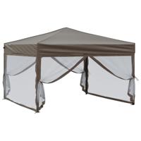 Partytent inklapbaar met zijwanden 3x3 m taupe - thumbnail