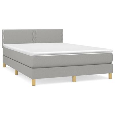 Boxspring met matras stof lichtgrijs 140x190 cm