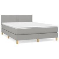 Boxspring met matras stof lichtgrijs 140x190 cm - thumbnail