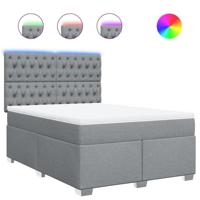 Boxspring met matras stof lichtgrijs 160x200 cm - thumbnail