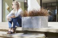 Capi Nature Rib NL 73x39x32cm rechthoekige plantenbak ivoor - thumbnail