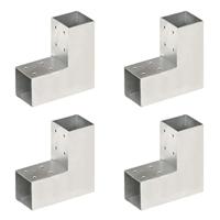 VidaXL Paalverbindingen 4 st l-vorm 71x71 mm gegalvaniseerd metaal - thumbnail