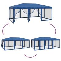 Partytent met 10 mesh zijwanden 6x4 m HDPE blauw - thumbnail