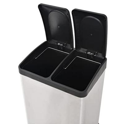 VidaXL Pedaalemmer voor recycling 36 l roestvrij staal