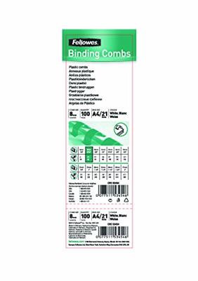 Fellowes bindruggen, pak van 100 stuks, 8 mm, blauw