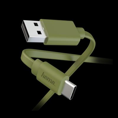 Hama Oplaad-/gegevenskabel Flat USB-A - USB-C 1 M Groen