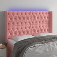 Hoofdbord LED 147x16x118/128 cm fluweel roze - thumbnail