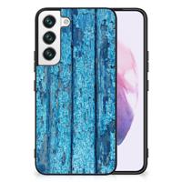 Samsung Galaxy S22 Houten Print Telefoonhoesje Wood Blue - thumbnail