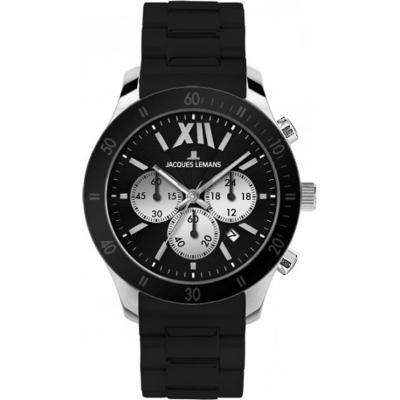 Jacques Lemans horlogeband 1-1586 Rubber Zwart 22mm