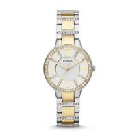 Fossil ES3503 Virginia-dameshorloge met kristalaccenten in twee kleuren van roestvrij staal - thumbnail