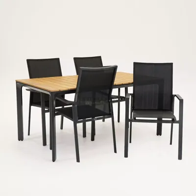 Tuinstoel Delia zwart hoge rug met Arezzo tafel 160 x 90 cm