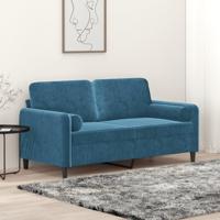 Tweezitsbank met sierkussens 140 cm fluweel blauw - thumbnail