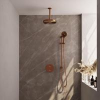 BRAUER Stripe Thermostatische Inbouw Regendouche - 3-weg - rond - SET 48 - 25cm douchekop - plafondarm - 3-standen handdouche - doucheslang - geïntegreerde glijstang - koper geborsteld PVD 5-GK-459 - thumbnail
