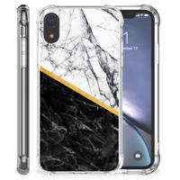 Apple iPhone Xr Anti-Shock Hoesje Marmer Wit Zwart - Origineel Cadeau Man - thumbnail